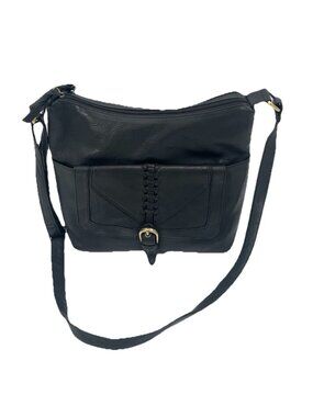 Great American Leather Works Black Leather Crossbody Shoulder Bag Boho Lux